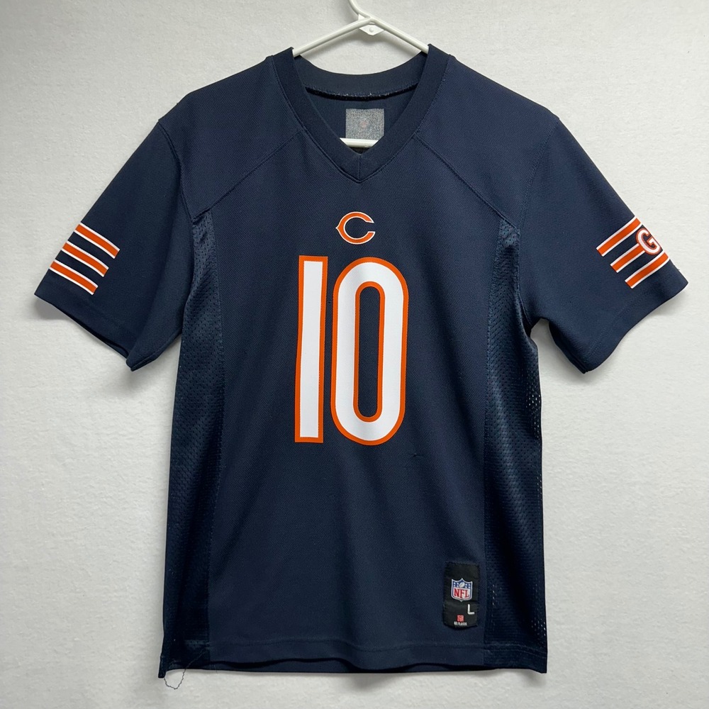 NFL Chicago Bears Jersey Kids Large 14/16 Navy Mitchell Trubisky 10 Football